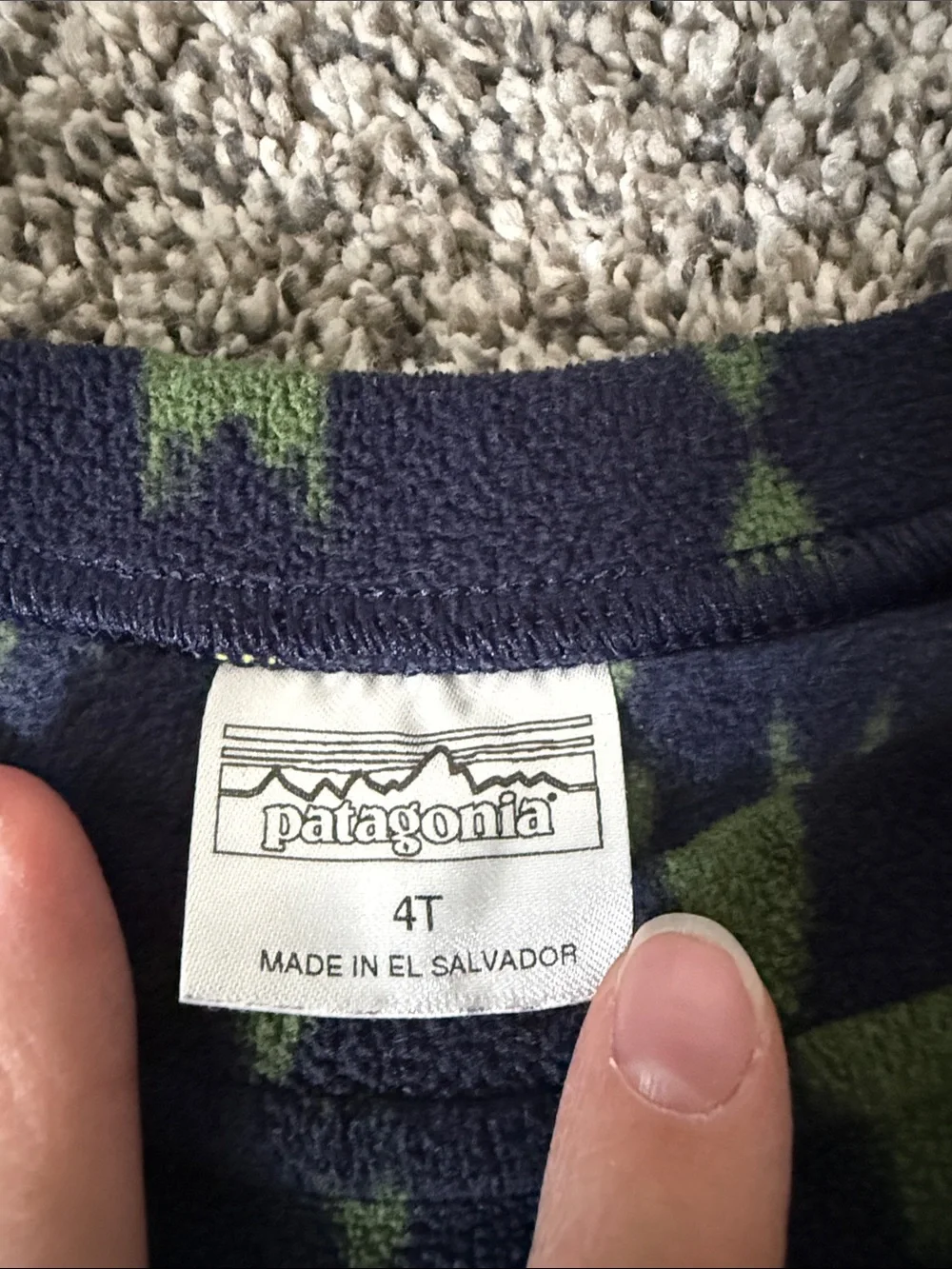 Patagonia Baby Micro D Fleece 4T Navy Blue Arrow Print Long Sleeve 60147